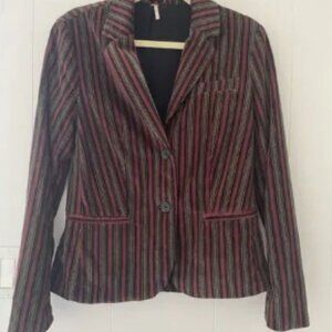 Free People Women's Size XS Luxe Velvet Double Lined Striped Blazer